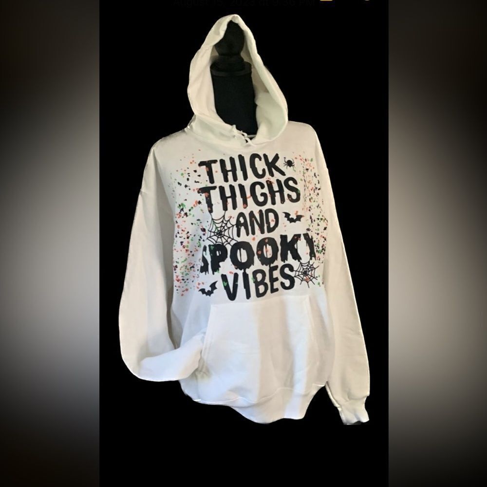 NWOT “ Thick Thighs and Spooky vibes “ hoodie  size M 🦇🦇🦇